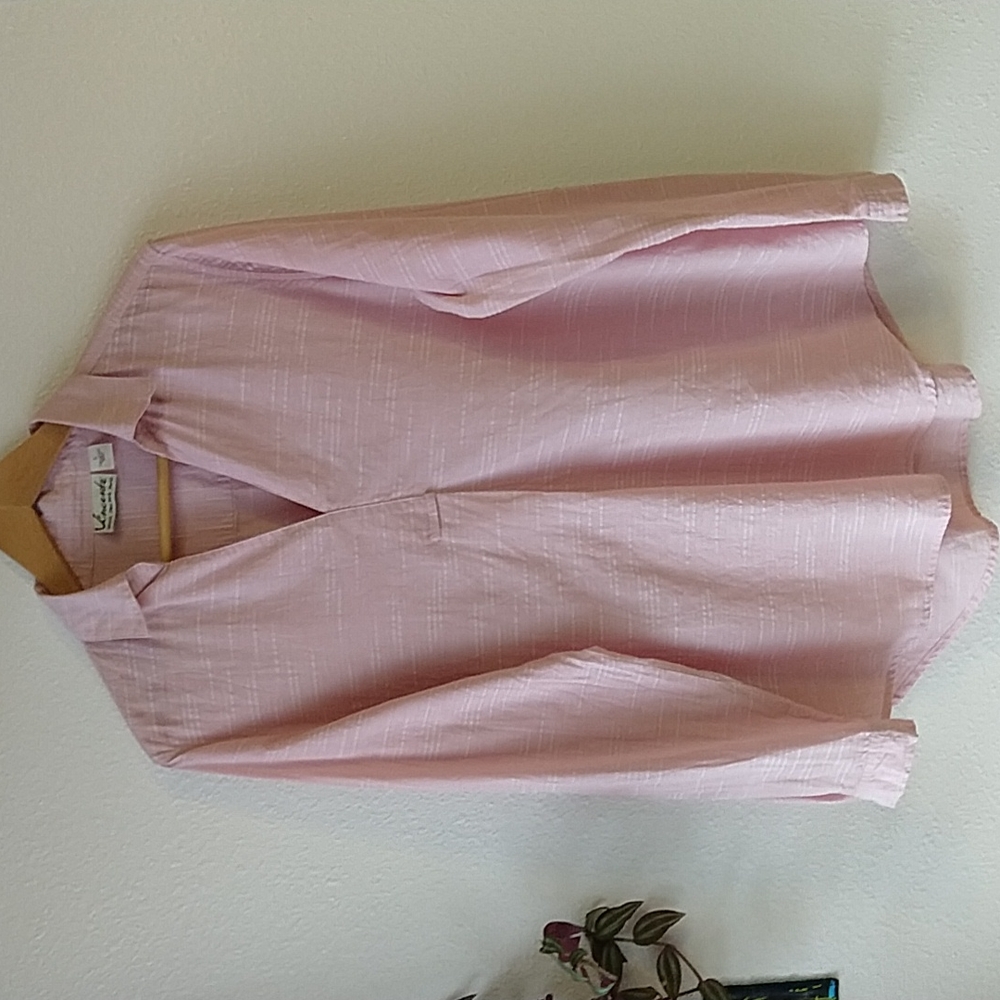 Vincente Milan New York Paris Textured Pullover Collared Cotton Pastel Shirt L